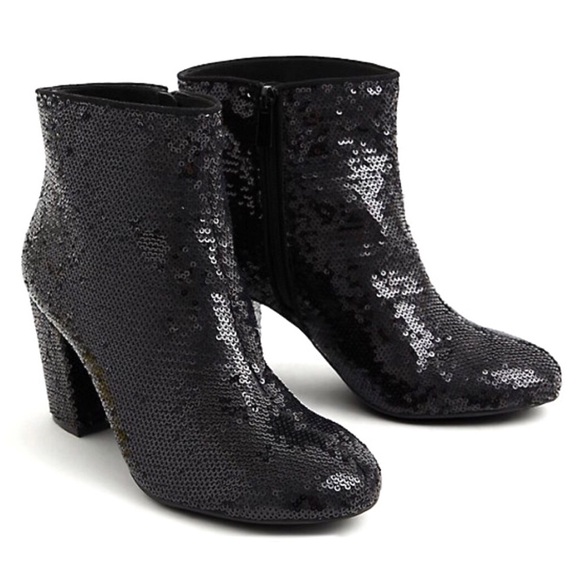 torrid Shoes - Torrid Betsey Johnson Josie Sequin Block Heel Booties 8W